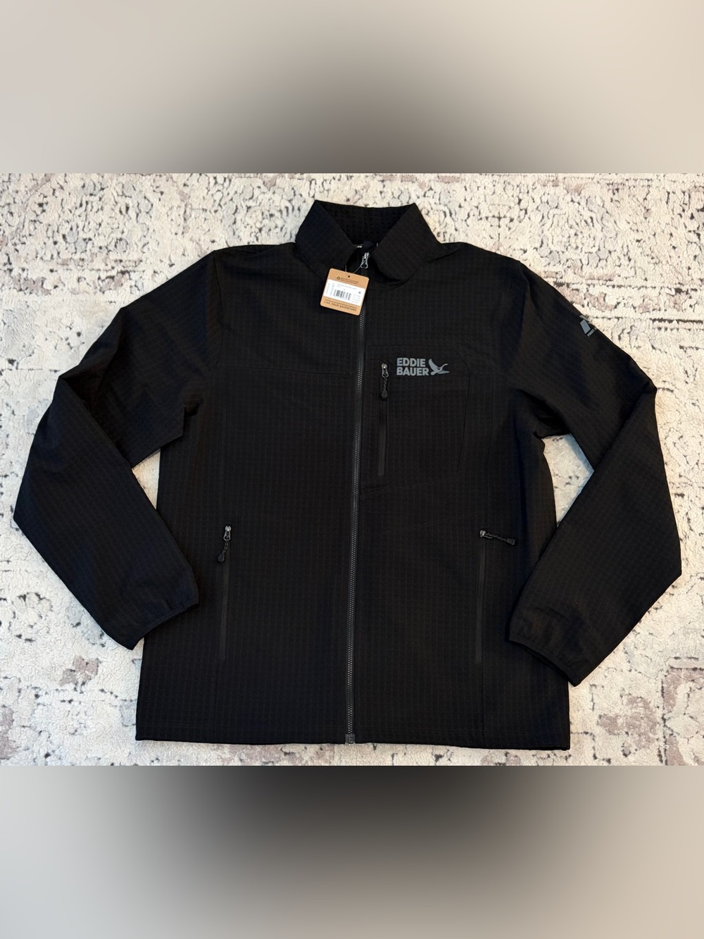 $129 Eddie Bauer Sandstone Grid Black Jacket Men’s Sz: Medium - Picture 1 of 6